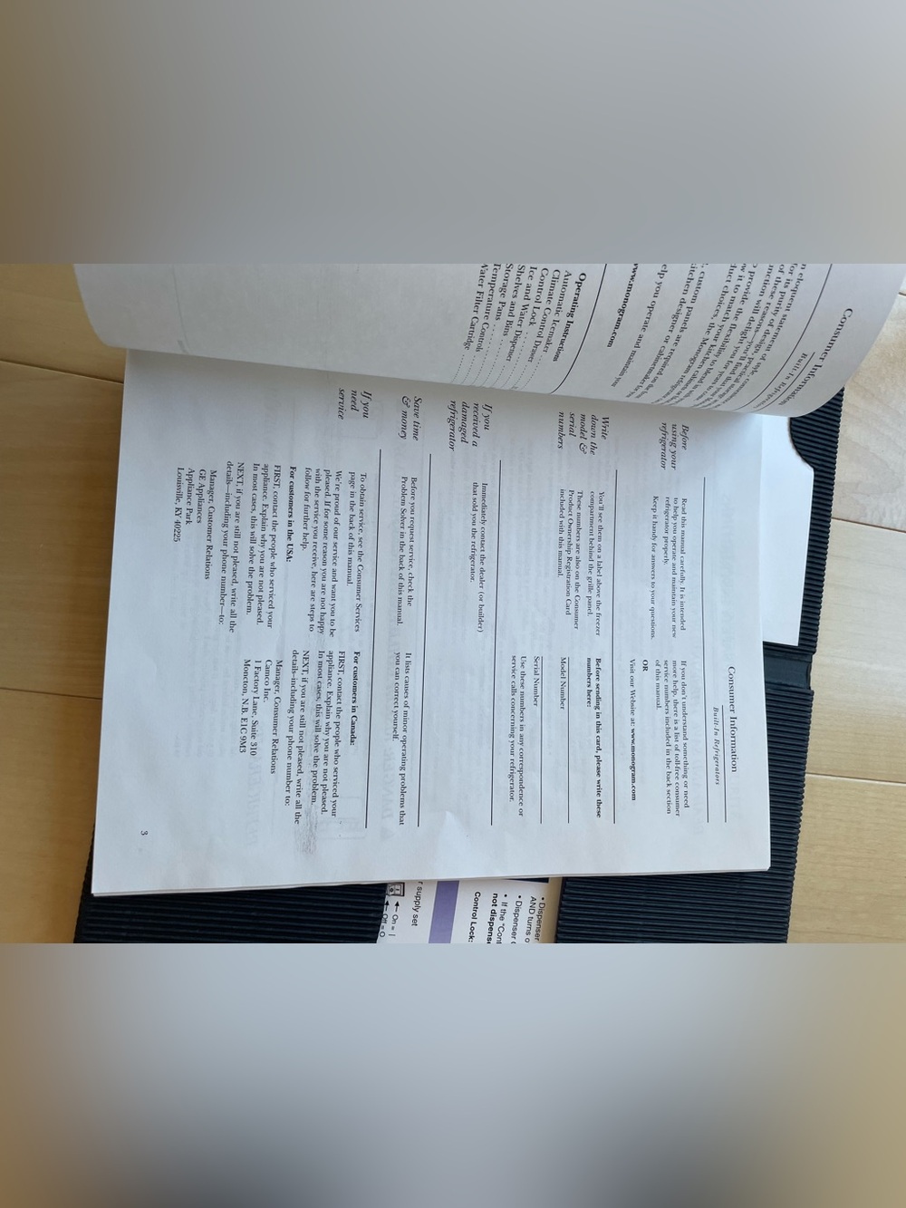 GE Monogram Refrigeration Portfolio Owner’s Manual, Tech Data Sheets (ZIS360D) - Picture 5 of 9